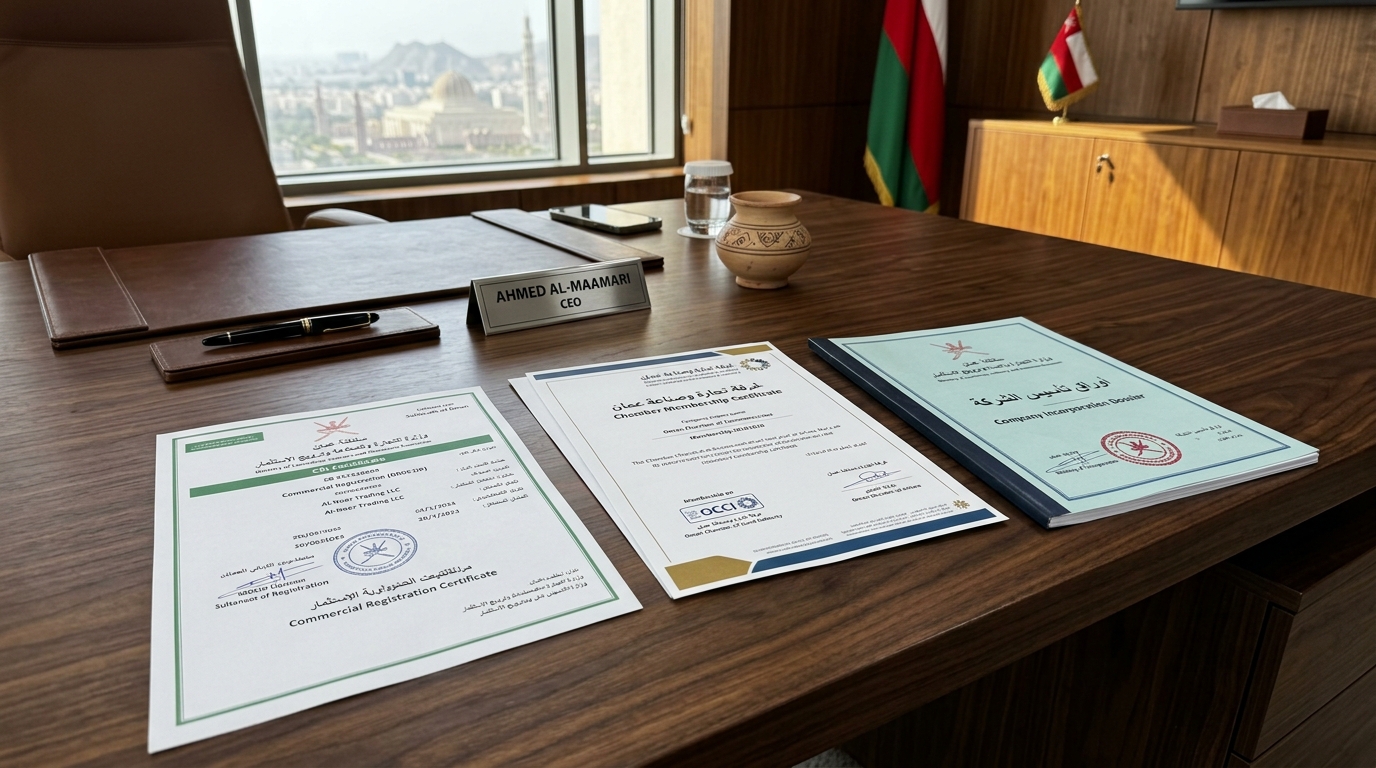 Checklist of official commercial registration CR documents required for company setup in Oman