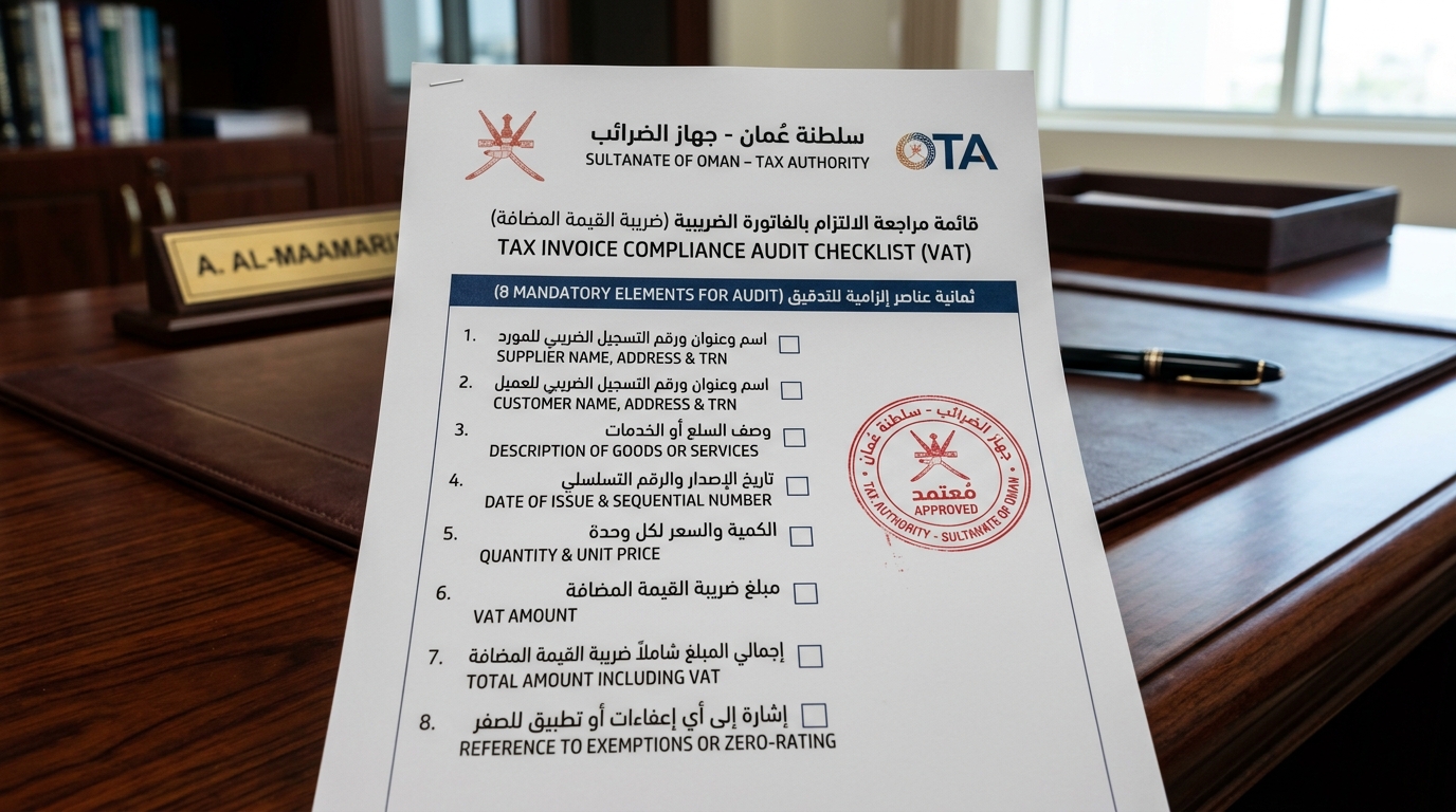 Checklist of mandatory tax invoice requirements under Oman Tax Authority regulations