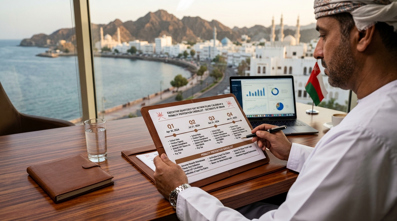 Oman VAT quarterly return filing calendar and deadlines for taxable businesses